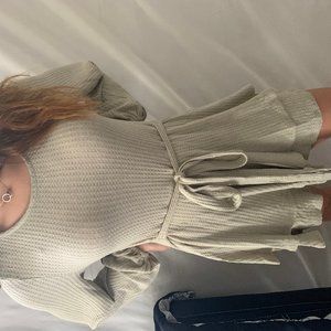 Flounce Honeycomb Knit Romper